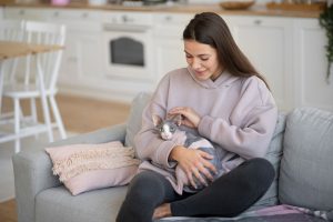 Profissional Pet Sitter cuidando do gato